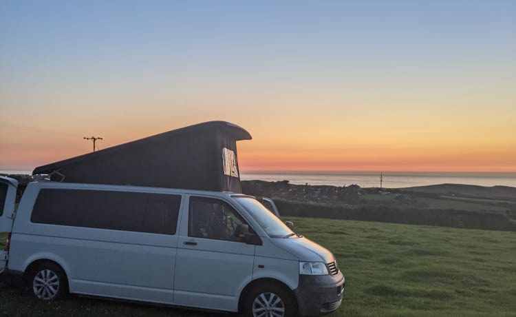 Rosie – VW T5 Extra-long - Vin, lait et pain gratuits.