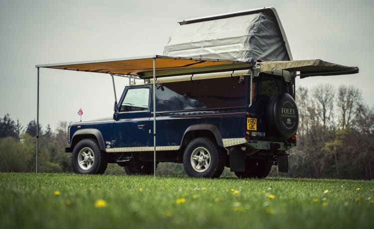 Blue Belle – Land Rover-camper voor wildkamperen met het hele gezin