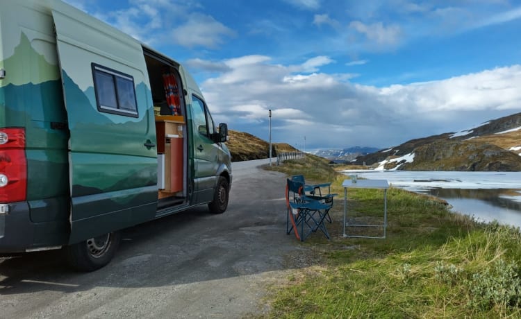 On an adventure with our spacious 2-6p camper van (converted VW Crafter)