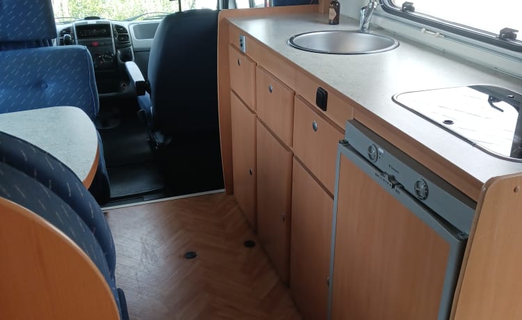 Cozy Fiat Ducato with air conditioning and bicycle carrier