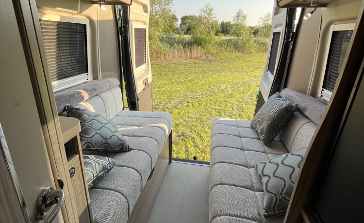 Ziggy – ZIGGY- Gloednieuwe automatische Elddis GTV80 camper voor zelfverhuur