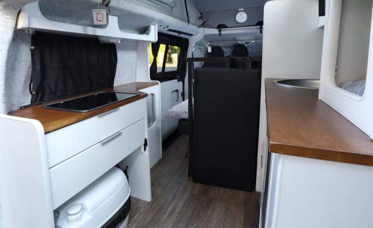 Pop top Mercedes Campervan with large kitchen + Toilet