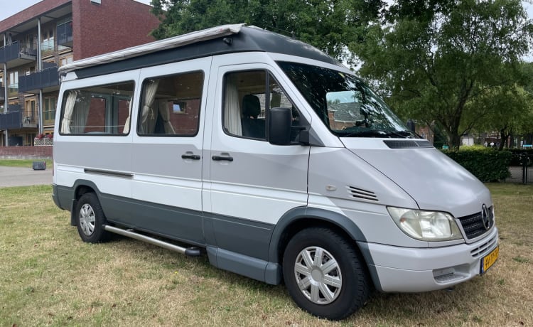 Geräumiger und sparsamer MB Sprinter mit 2-Personen-Festbett XL