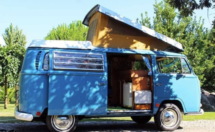 Mr. Blue Sky – Volkswagen T2 Westfalia oldtimer camper