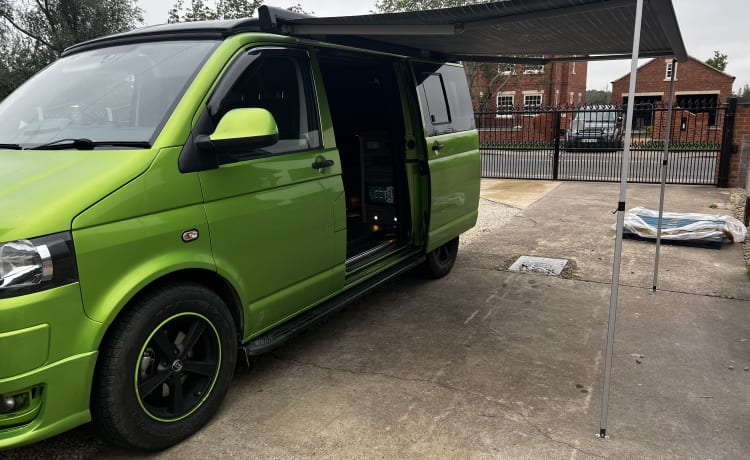 Auffälliger VW T5.1 Wohnmobil mit 4 Schlafplätzen