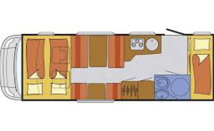 Luxury family camper with plenty of seating and sleeping space Sunlight A72