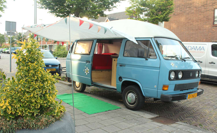 Mr. Blue – Volkswagen T3 confortable pour 2 à 4 personnes de 1986 !