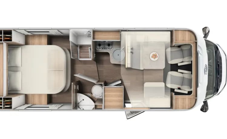 LUXURIÖSER 4-Personen-Wohnmobil der Bavaria T746-Klasse (mit Klimaanlage)