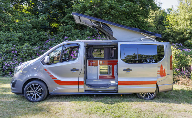 Betty – Betty maßgefertigter, vollständig netzunabhängiger Vauxhall Vivaro-Wohnmobil mit 4 Schlafplätzen aus dem Jahr 2017