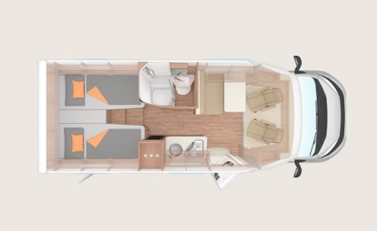 Weinsberg Loft  – Neu (Jahr 2022), sehr luxuriös und komplett mit Längsbetten / Fahrradträger