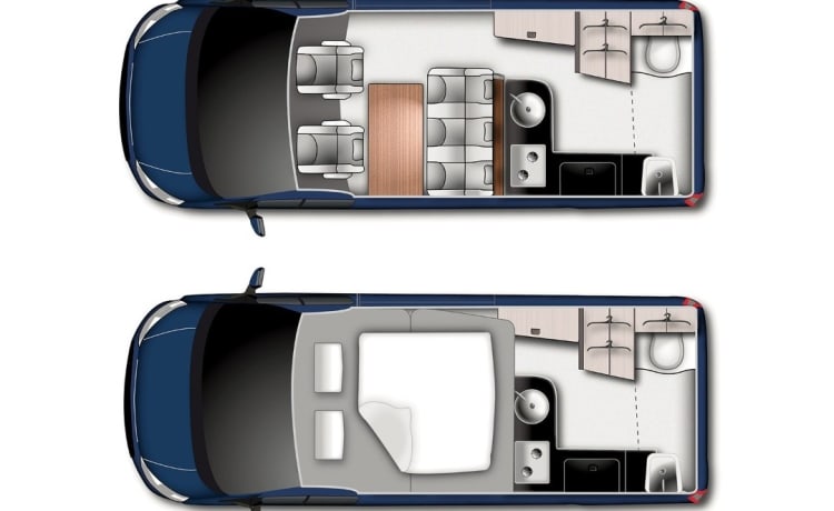 The Nugg – Ford Nugget Plus Trail 2023 - Full option camperbusje met hefdak en toilet