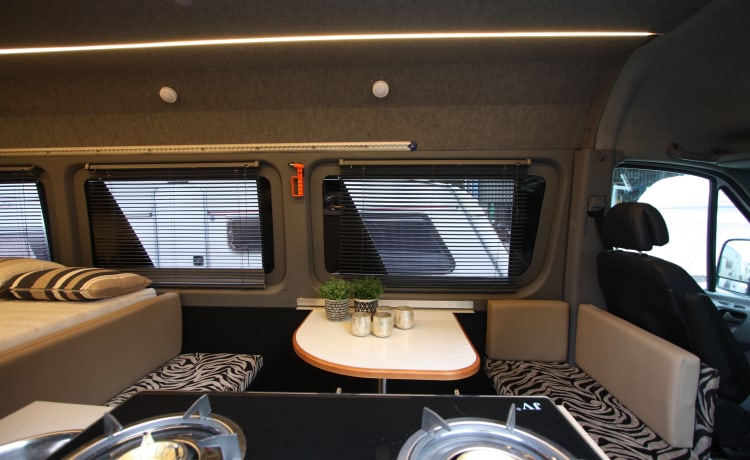 Superruime luxe MB Sprinter Buscamper 2010 mit XXL Widebed (2p)