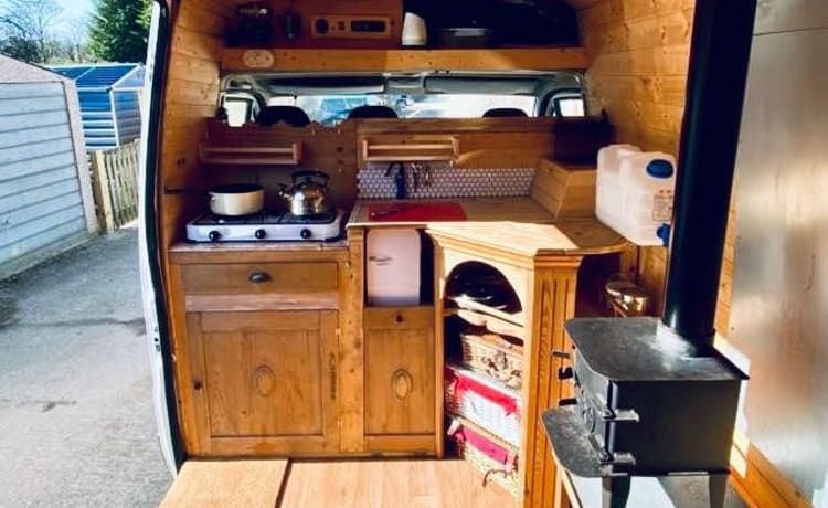 Tyson the Boxer – All year round camper hire with log burner for those colder nights