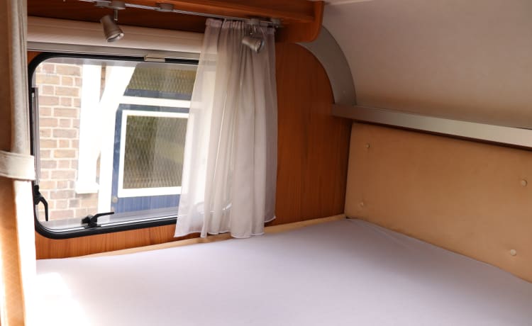 Camper with top layout