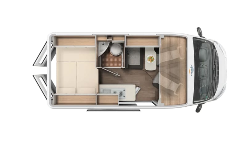 De camperbus  – Nieuwe, luxe, compleet uitgeruste camper met zonnepaneel