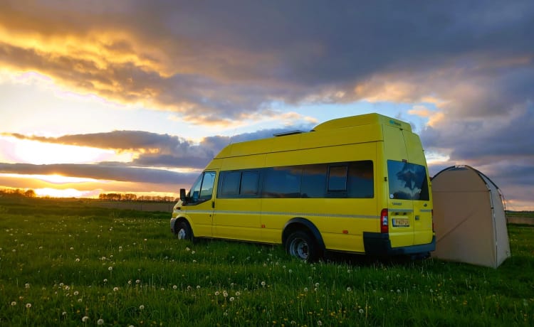 FESTIVALBUS – Omgebouwde "FESTIVALBUS" voor 5 personen! (Ford Transit uit 2012)