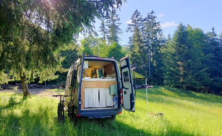Luxury off-grid Sprinter with unique, bohemian interior, suitable for winter!