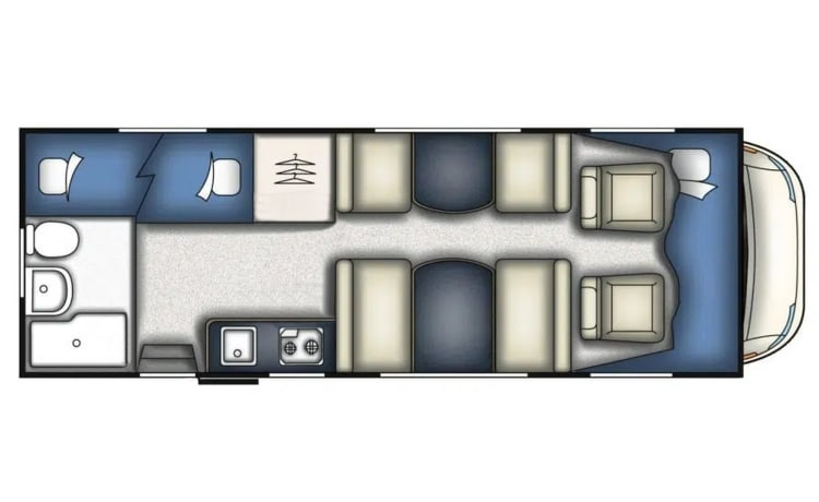 Camper familiare con letti a castello, 6 Person Sunlight Alcove del 2009