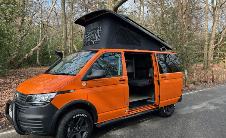 (VW004) 2023 VW T6 'Rebellion' Camper Van - für 2 Erwachsene und 2 Kinder