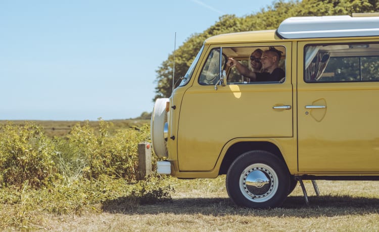  Buttercup – 4-persoons Volkswagen campervan uit 1975