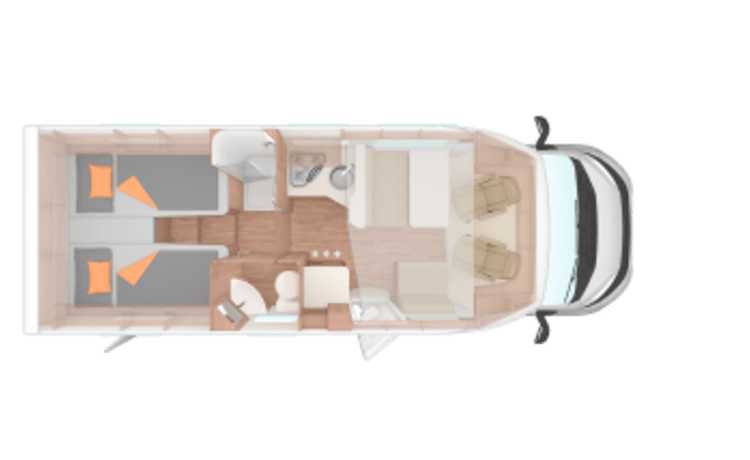 CaraLoft – Weinsberg Low Profile CaraLoft - Familie camper met 4 slaapplaatsen