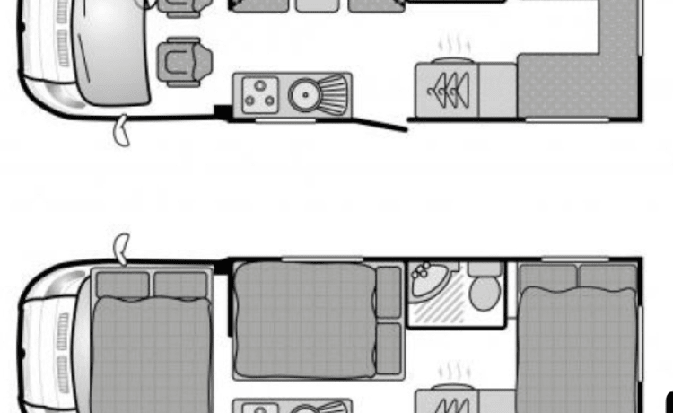 Onbeperkte wifi voor streaming. Solar, 2x110Ah accu's voor offgrid.