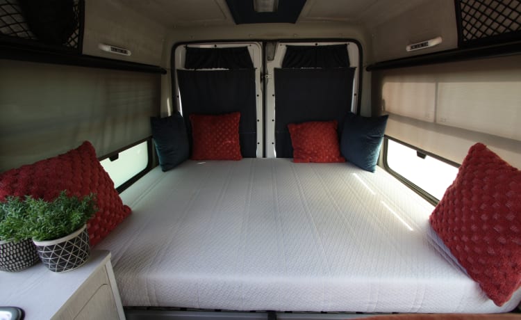 Neat 4 pers. Fiat Ducato bus camper (spacious fixed bed); 2.8 TD with pit