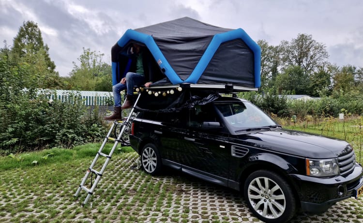 Adventure Cross – Range Rover uit 2009 met rooftop tent , 2 persoonsvoertuig (daktent)