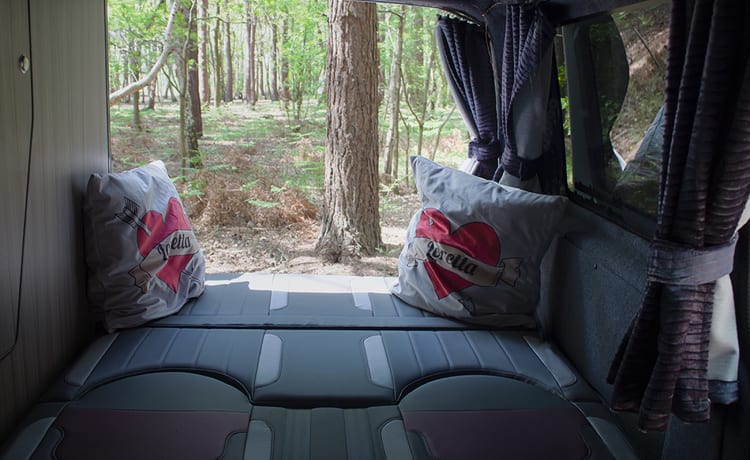 Loretta – Loretta VW T6 Campervan, hefdak 4 slaapplaatsen (5 zitplaatsen).