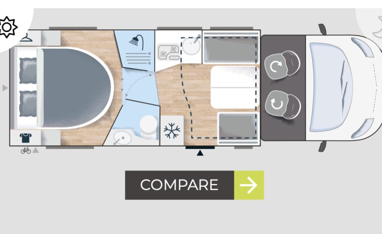 Duke – Chausson 2021 788 4-5 geboorte met privéslaapkamer op het eiland en grote garage