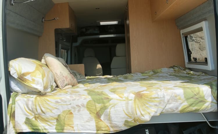 Il camper fuori rete può ospitare 2 persone