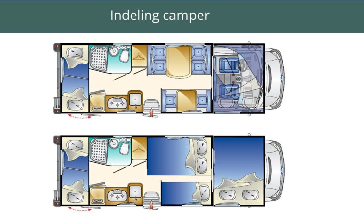 TE KOOP – Camping-car spacieux pour 6 personnes avec toutes les commodités