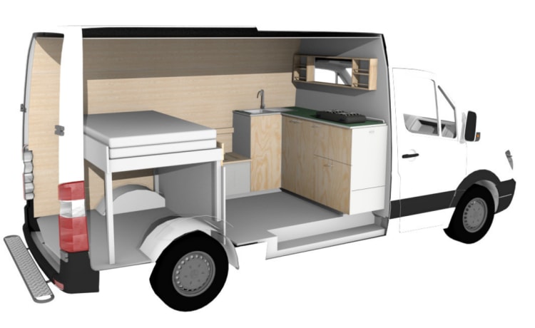 Cochonnette – Stealth & basic camperbus met XL bed