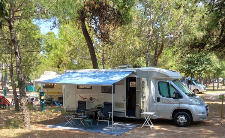 Comfortabele ruime camper  – Challenger avec autoportant 2 pers. lit.