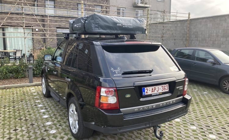  Isolerende binnentent. WINTERCAMPEREN !! – 2p Land Rover: Range Rover Sport con tenda sul tetto