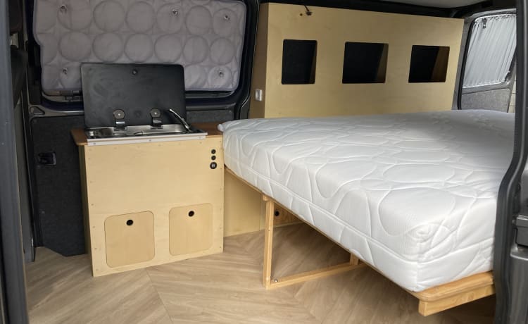 2p Volkswagen campervan uit 2014 met groot vast bed