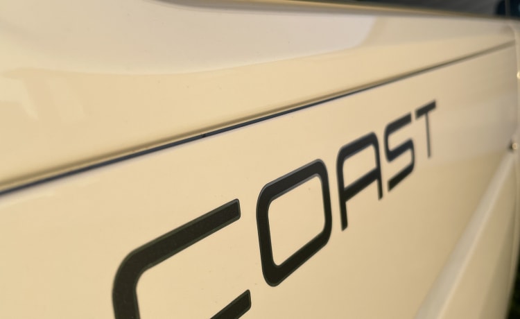 Candy White Supertramp – VW California Coast 4 pers. Distributeur automatique.
