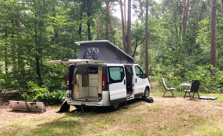 Kampeerbus Off-grid, knus, compact, compleet