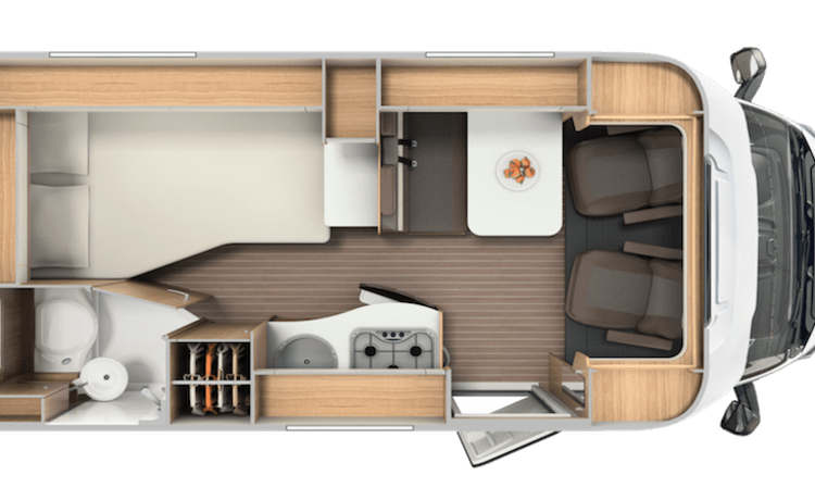 1/2/25 – Compacte en luxe 2-persoons camper met vast bed achterin!