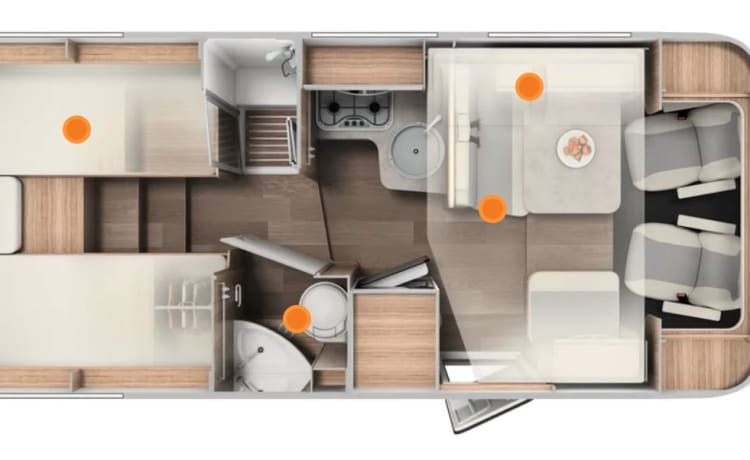 Carado T447 à partir de 2021, est un camping-car spacieux, entièrement équipé et luxueux