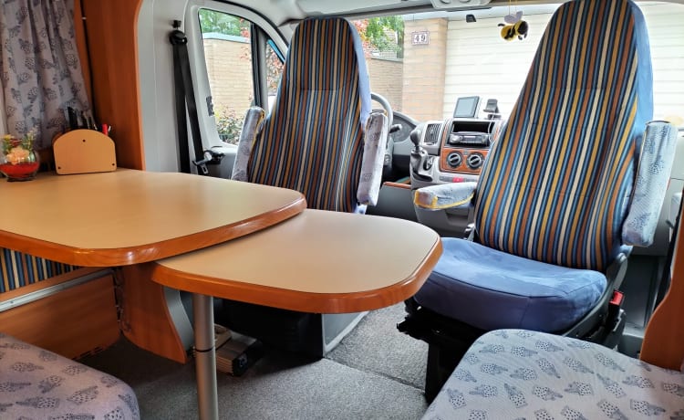 Kievit – 2p Hymer semi-integrated from 2010 (with space for 3rd person)