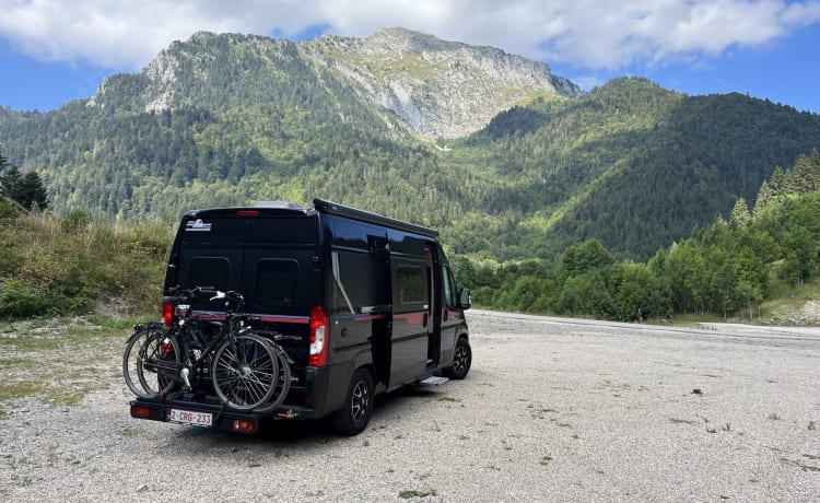 Black Beauty – Luxuriöser Pilote Bus Camper für 2 Personen