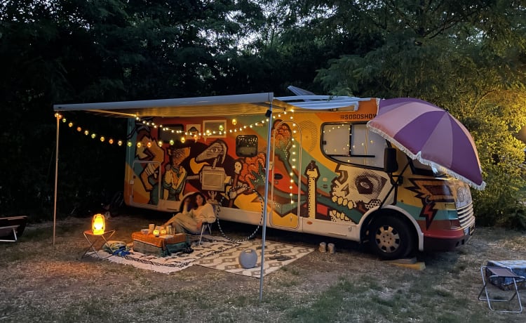 Camper by sogoshow – Street-art gespoten 4p Dethleffs integrated uit 2011