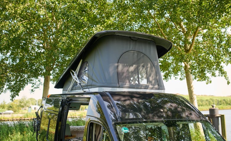 - voor de uitslapers – Modular bus camper with lifting roof for 4 people