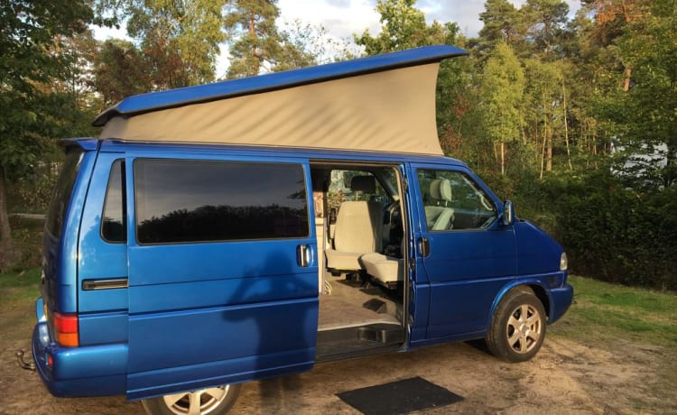 The Blue Diamond – Een krachtpatser van een Volkswagen T4 | 1 tot 4 personen | 2.5TDI - 115PK