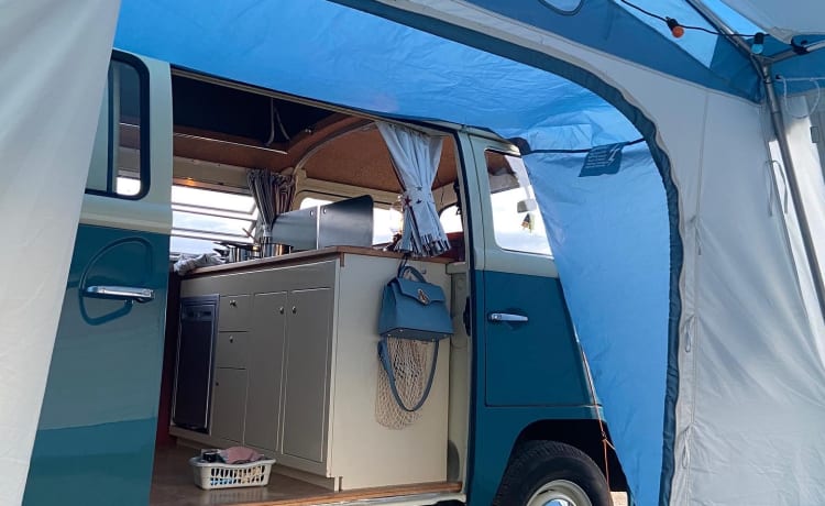 Daisy – Camper VW bleu emblématique des années 1970