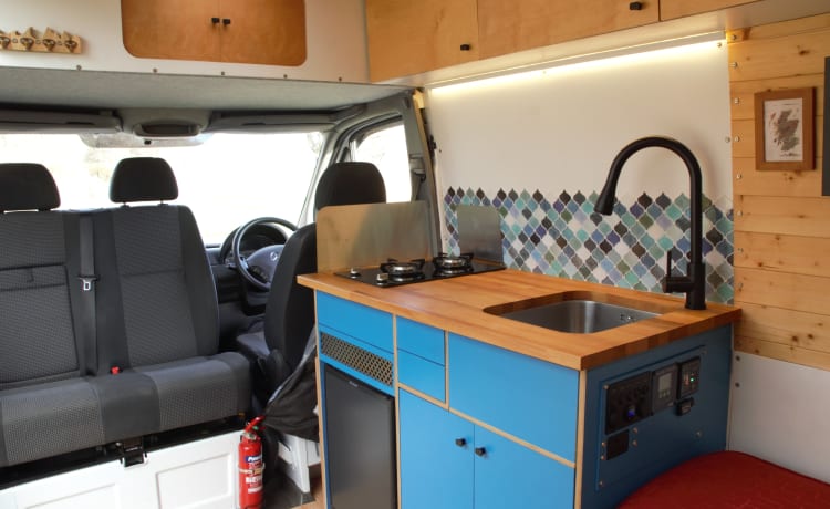 Art – Camper Mercedes Sprinter a 3 posti letto - Realizzato a mano, unico nel suo genere.