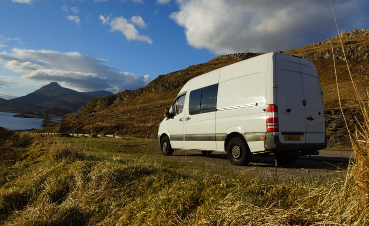 Art – 3 berth Mercedes Sprinter Campervan - Hand-crafted, 1-of-a-kind, off-grid.