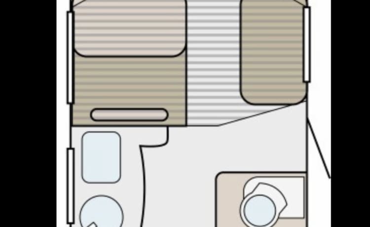 Corry – 5-person camper with el.lift bed and length beds