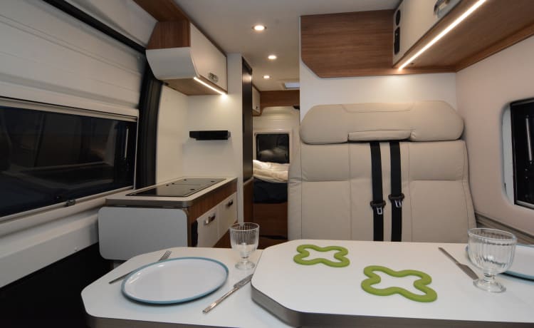 Black Beauty – Luxury Pilote bus camper for 2 persons